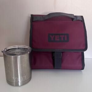 YETI Daytrip Lunch Bag Red and Stainless Steel Rambler Cup